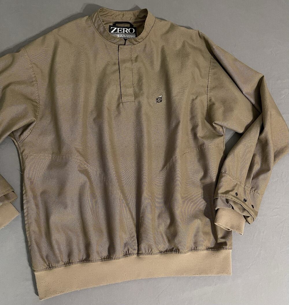 Zero Restriction Golf Pullover Mens L Tan Houndstooth Wind Jacket ZR Outerwear